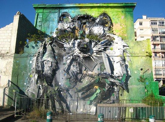 Bordalo II's Big Raccoon Sculpture